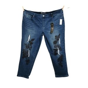 SIZE 24P DG2 By Diane Gilman, Lace Embroidered Stretchy Jeans NWT